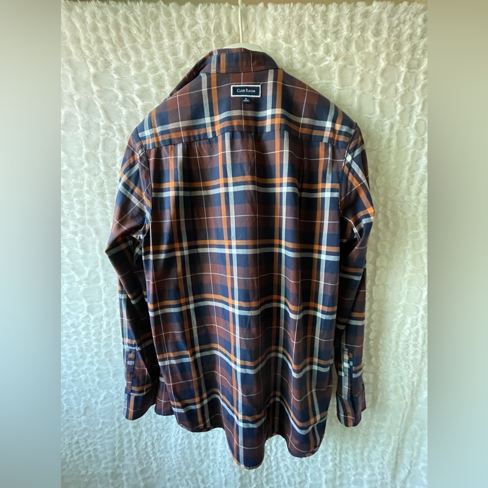 NWT Club Room: Men’s (M) plaid long sleeve shirt autumn colors. - Picture 16 of 16
